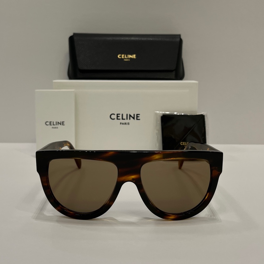 CELINE Bold 3 Dots CL4001IN Striped Havana Sunglasses, 100% AUTHENTIC!